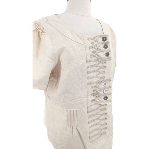 Floreat Women Cream Pleated Crew Neck Placket Jacket Size 12 - Picture 2 of 14